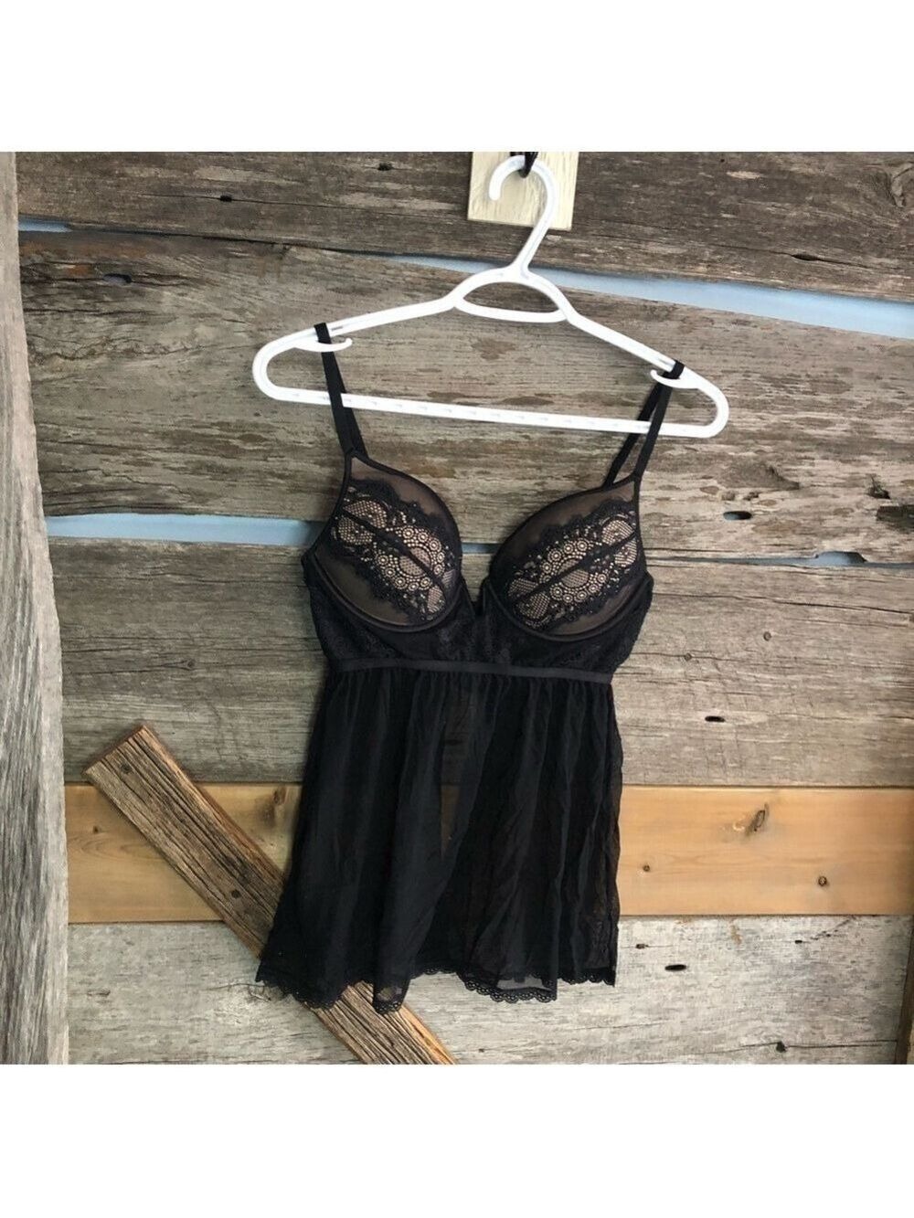 LA Senza Size Med Black/Nude Lace Lingerie